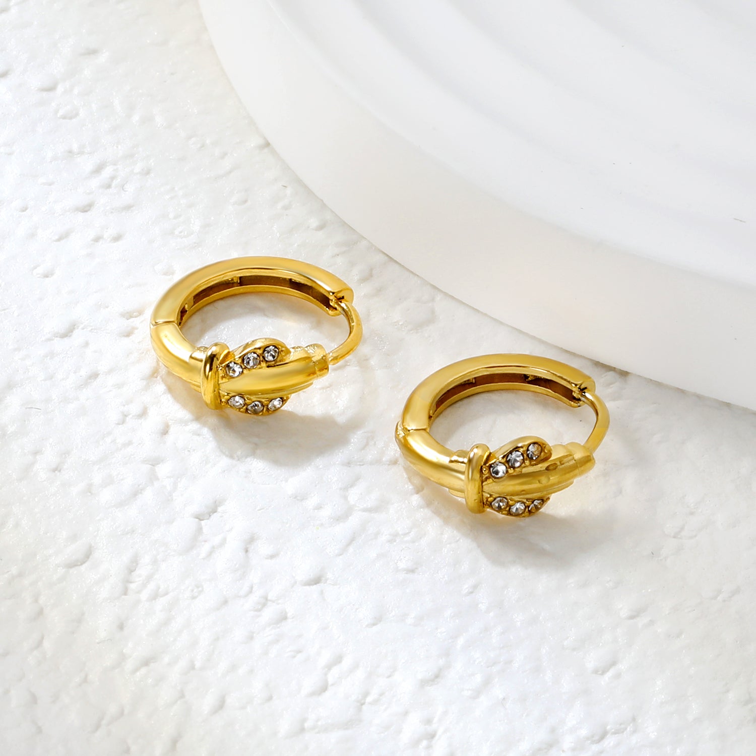 Bulk 18K Gold Plated Desert Cactus CZ Hoop EarringsClose-up of the light-colored ambiance
