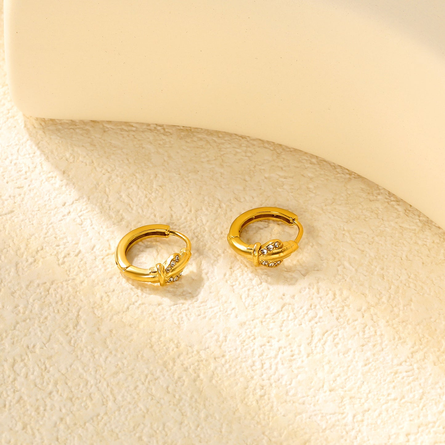 Bulk 18K Gold Plated Desert Cactus CZ Hoop EarringsClose-ups of the gold plating and details