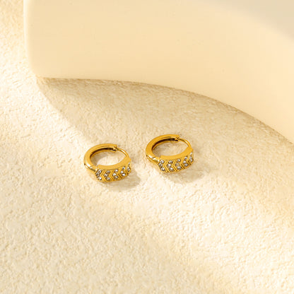 Bulk 18K Gold Plated Geometric Hexagon Crystal Hoop EarringsClose-ups of the gold plating and details
