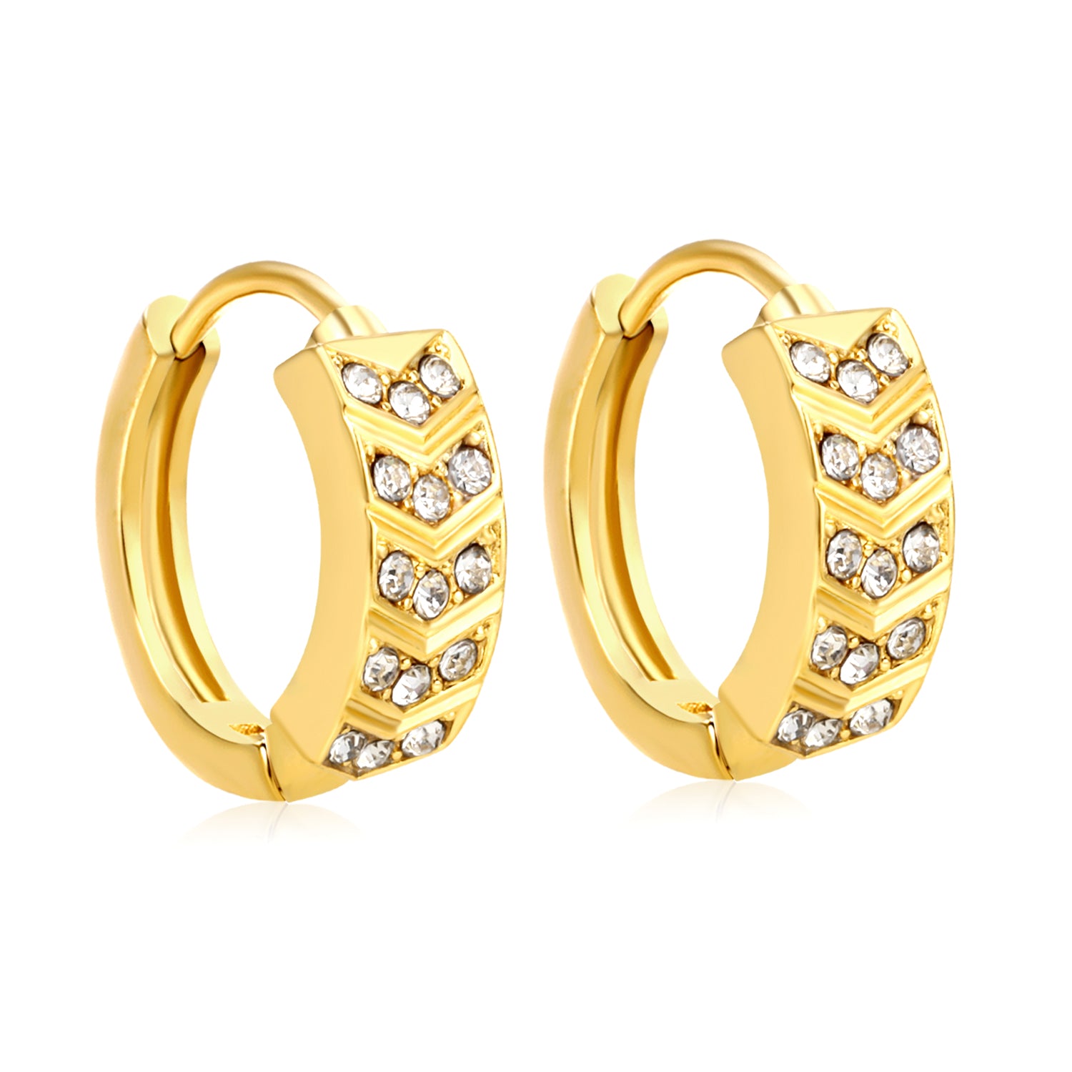 Bulk 18K Gold Plated Geometric Hexagon Crystal Hoop EarringsHigh-resolution on white background