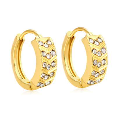 Bulk 18K Gold Plated Geometric Hexagon Crystal Hoop EarringsHigh-resolution on white background