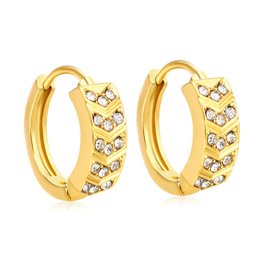 Bulk 18K Gold Plated Geometric Hexagon Crystal Hoop EarringsHigh-resolution on white background