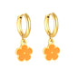 Bulk Colorful Enamel Flower Charm Earrings 18K PVD Gold WaterproofHigh-resolution on white background_Orange