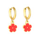 Bulk Colorful Enamel Flower Charm Earrings 18K PVD Gold WaterproofHigh-resolution on white background_red