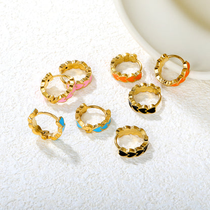 Bulk Dainty Enamel Heart Huggie Hoops PVD Gold Plated Waterproof Tarnish FreeHigh-resolution Lifestyle Photos_collection