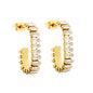 Bulk Waterproof 18K PVD Gold Plated Inside Out Pave C HoopsHigh-resolution on white background