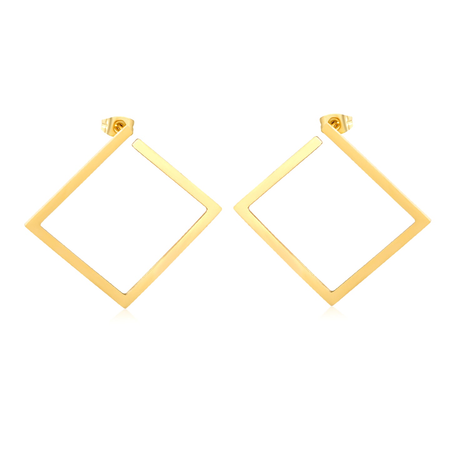 Bulk Waterproof PVD Gold Plated Minimalist Square Frame StudsHigh-resolution on white background