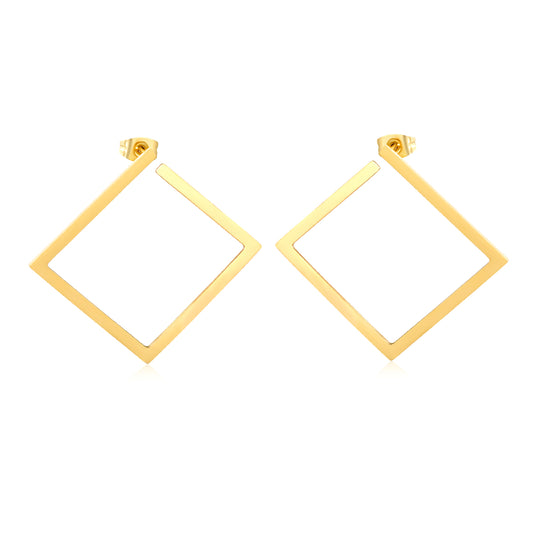 Bulk Waterproof PVD Gold Plated Minimalist Square Frame StudsHigh-resolution on white background