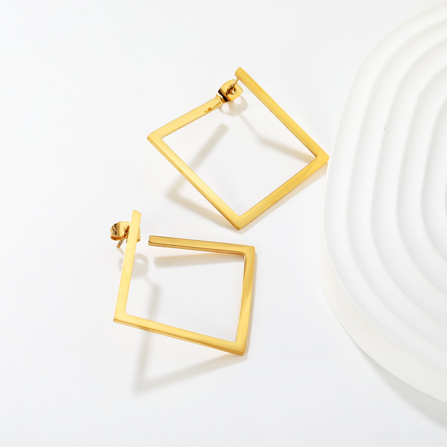 Bulk Waterproof PVD Gold Plated Minimalist Square Frame StudsInspiration Board