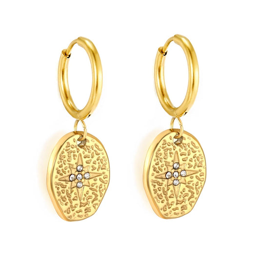 Celestial North Star Drop Earrings | Tarnish-Free Retro Aesthetic