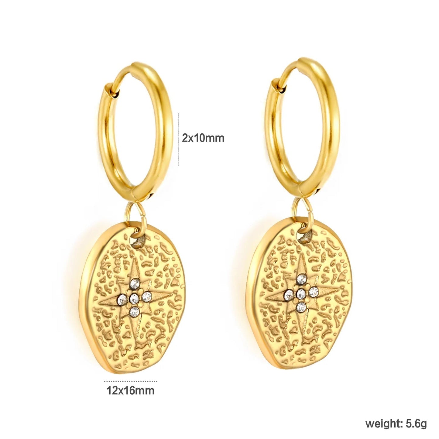 Celestial North Star Drop Earrings | Tarnish-Free Retro Aesthetic