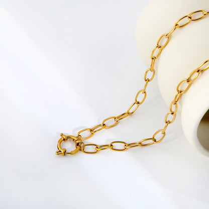 Chunky Oval Link Chain Necklaces | Gold T-Bar Clasp