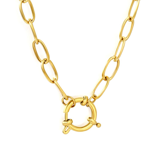 Chunky Oval Link Chain Necklaces | Gold T-Bar Clasp