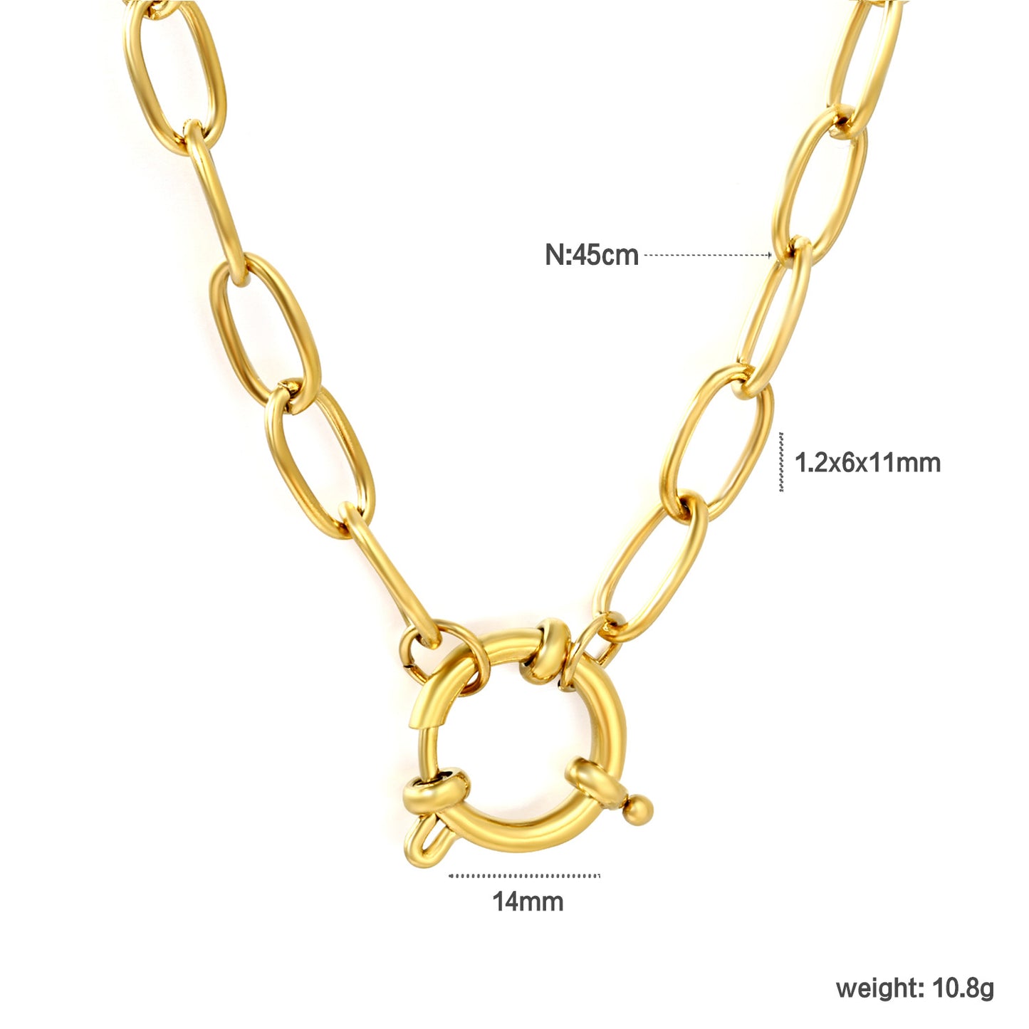 Chunky Oval Link Chain Necklaces | Gold T-Bar Clasp
