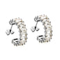 Elegant Sparkling Clear Baguette Gemstone Half Hoop Stud Earrings