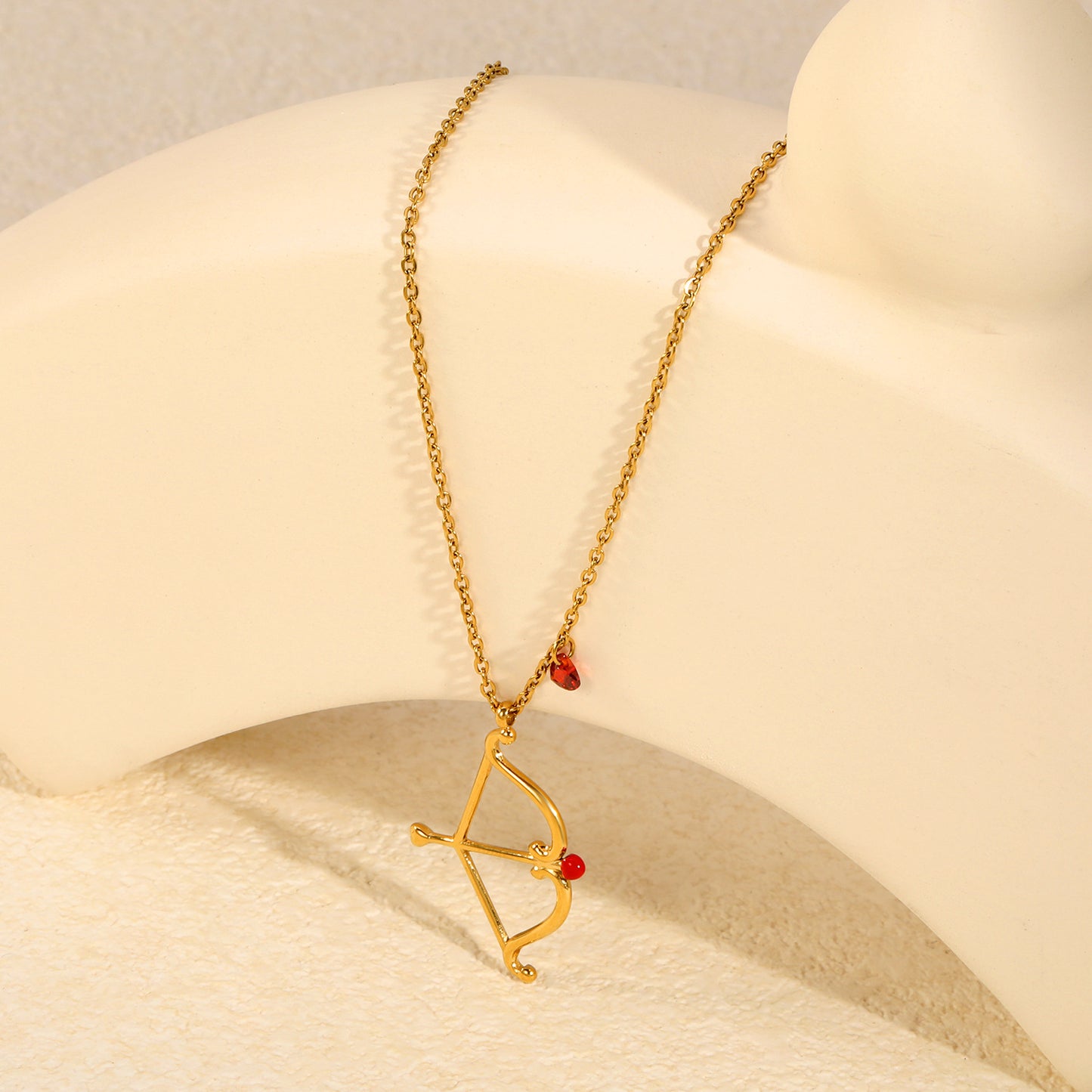 Y2K Aesthetic Cupid Bow and Arrow Red Gemstone Heart Gift Necklaces