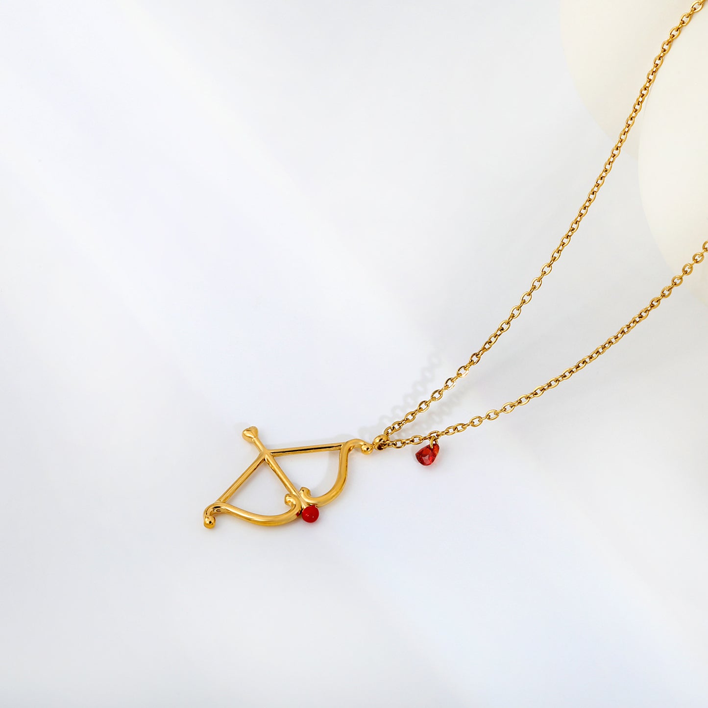 Y2K Aesthetic Cupid Bow and Arrow Red Gemstone Heart Gift Necklaces