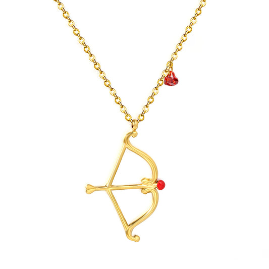Y2K Aesthetic Cupid Bow and Arrow Red Gemstone Heart Gift Necklaces