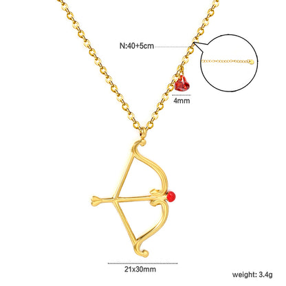 Y2K Aesthetic Cupid Bow and Arrow Red Gemstone Heart Gift Necklaces