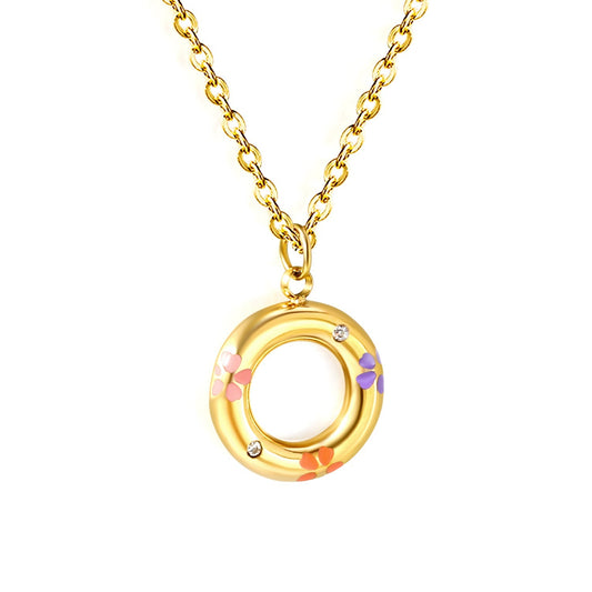 Cute Donut Rolo Chain Necklace | 304L Steel Gold Hypoallergenic