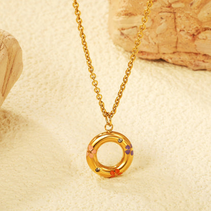 Cute Donut Rolo Chain Necklace | 304L Steel Gold Hypoallergenic
