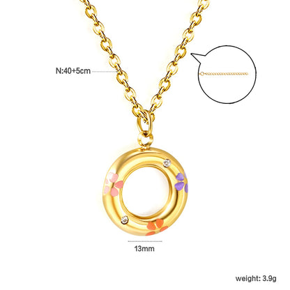 Cute Donut Rolo Chain Necklace | 304L Steel Gold Hypoallergenic