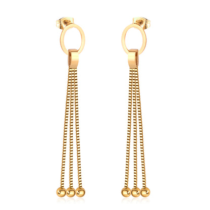 Wholesale 18K Gold Chain Tassel Stud Earrings SGS Approved