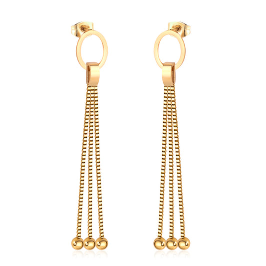 Wholesale 18K Gold Chain Tassel Stud Earrings SGS Approved