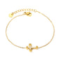 Delicate Cross Bracelet for Women Men 304L Steel Gold Plated Hypoallergenic