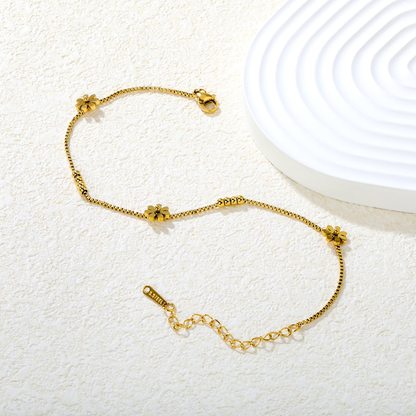 Delicate Floral Charm Anklet Stainless Steel Tarnish-Free