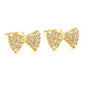 Diamond-Studded Bow Earrings | Waterproof Gold-Plated Stainless Steel with Zirconia