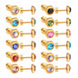 Wholesale Golden Stud Earrings with Various Colored Gemstones