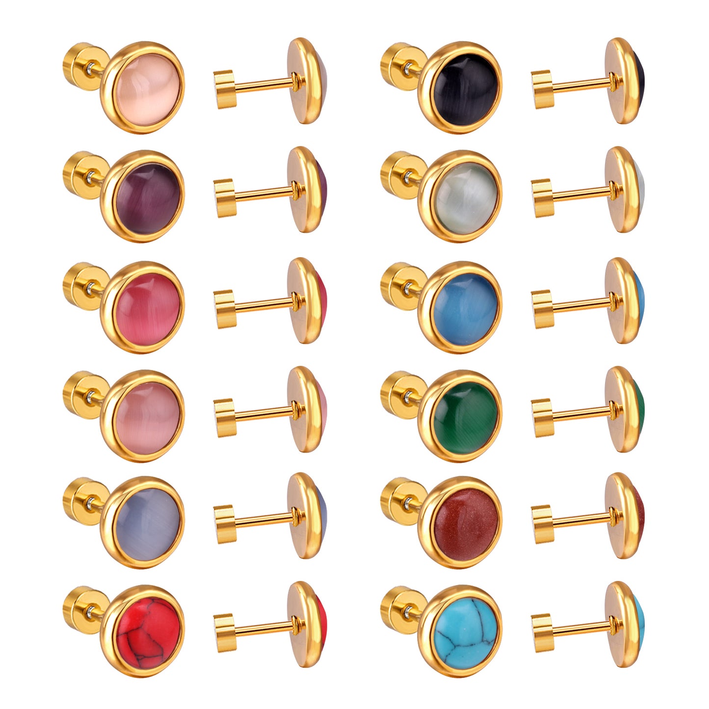Bulk Gemstone Circle Earrings Opulent Glamour