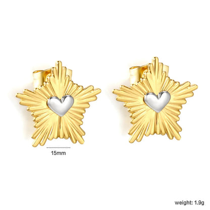 Edgy Starburst Heart Stud Earrings | Hypoallergenic 304L Steel Gift