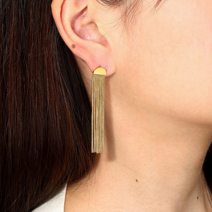 Elegant Long Tassel Drop Stud Earrings | Tarnish-Free Face-Framing Jewelry