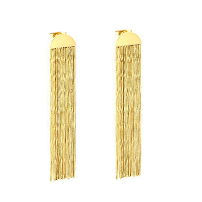 Elegant Long Tassel Drop Stud Earrings | Tarnish-Free Face-Framing Jewelry