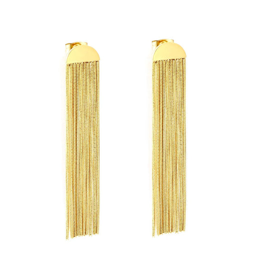 Elegant Long Tassel Drop Stud Earrings | Tarnish-Free Face-Framing Jewelry