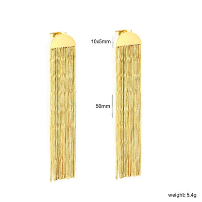 Elegant Long Tassel Drop Stud Earrings | Tarnish-Free Face-Framing Jewelry