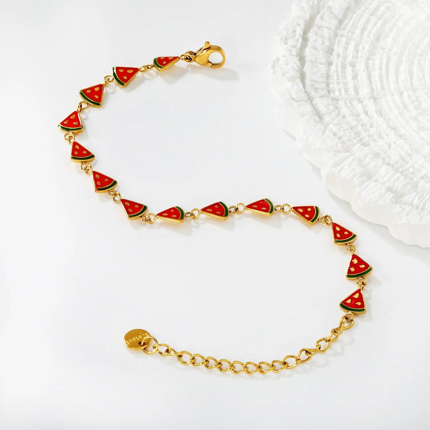 Factory 304L Steel Cute Watermelon Bracelet Adjustable 15+5cm Lobster Clasp