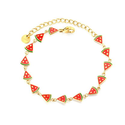 Factory 304L Steel Cute Watermelon Bracelet Adjustable 15+5cm Lobster Clasp