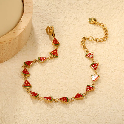 Factory 304L Steel Cute Watermelon Bracelet Adjustable 15+5cm Lobster Clasp