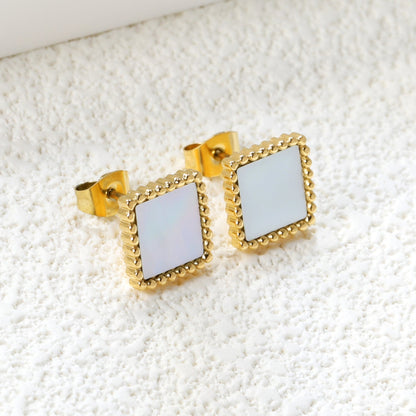 Factory Price 304L Stainless Steel Beaded Edge Square Shell Studs