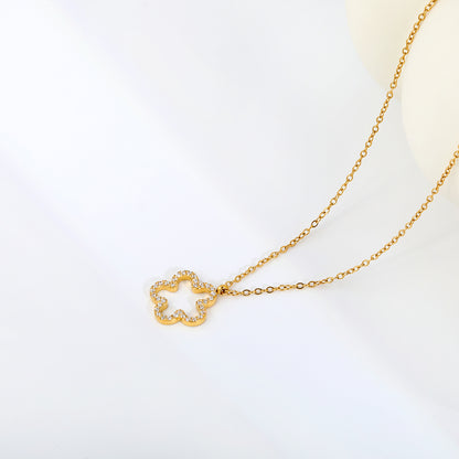 Elegant Bling Four Leaf Clover Cutout Ice Out Choker Necklaces Everyday Wear