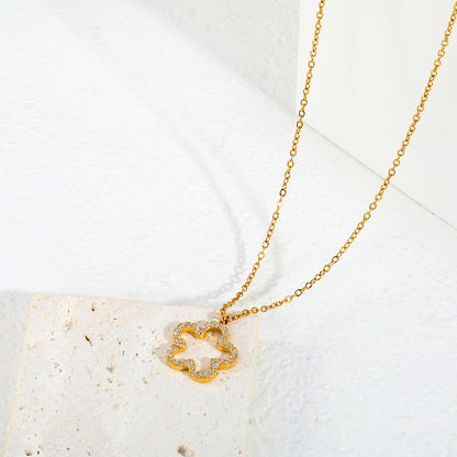 Elegant Bling Four Leaf Clover Cutout Ice Out Choker Necklaces Everyday Wear