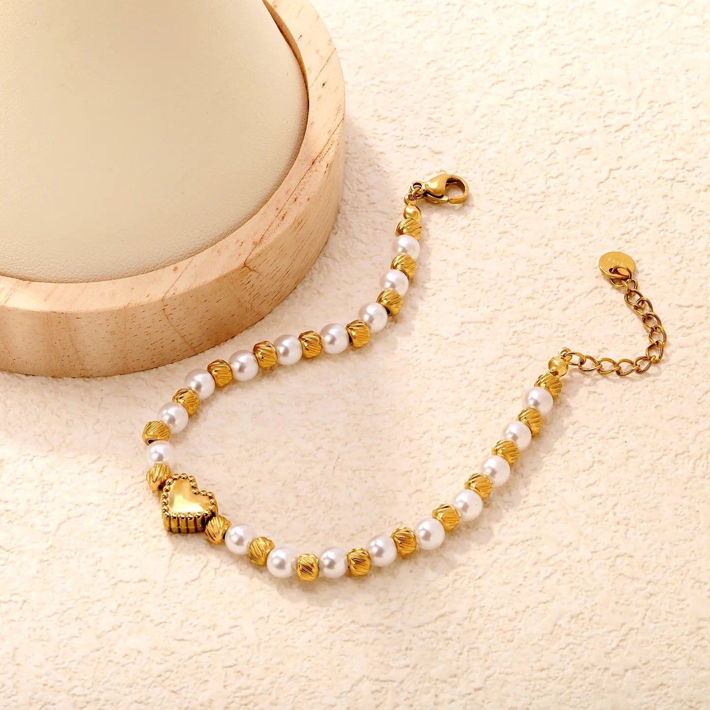 French Style Pearl Beaded Stainless Steel Bracelet