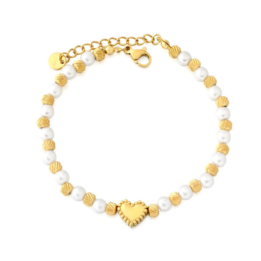 French Style Pearl Beaded Stainless Steel Bracelet