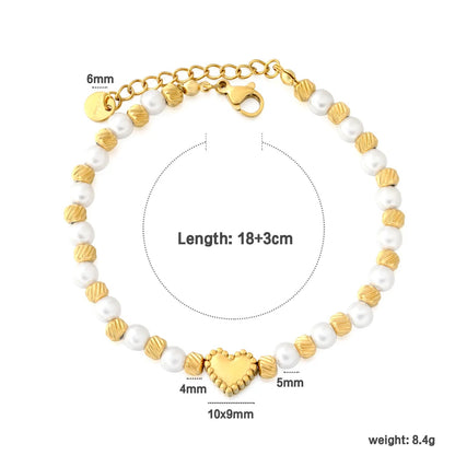 French Style Pearl Beaded Stainless Steel Bracelet