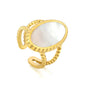 Gold 304L Stainless Steel Twisted Double-Circle Pearl Ring