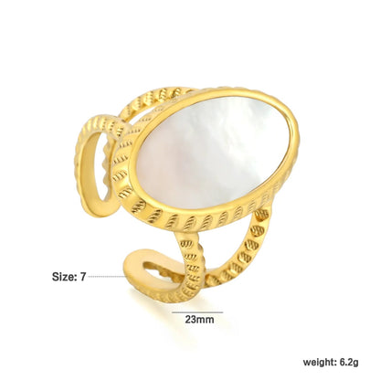 Gold 304L Stainless Steel Twisted Double-Circle Pearl Ring