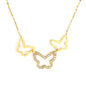 Gold Plated 3 Butterfly Pendant Necklace | Openwork + CZ Wings